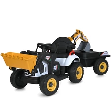 Детский электромобиль трактор M 6027EBLR-5 зеленый с прицепом